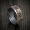 Tantalum Men's Ring with Red Sand and Meteorite Flake Inlay