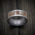 Tantalum Men's Ring with Red Sand and Meteorite Flake Inlay