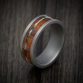 Tantalum Men's Ring with Wood and Sand Moss Inlays