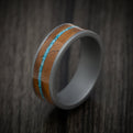 Tantalum Men's Ring with Wood and Turquoise Inlays