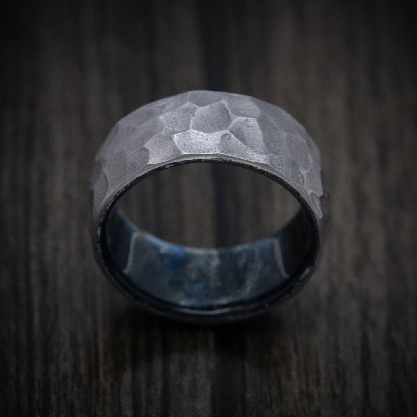 Tantalum and DiamondCast Sleeve Hammered Men's Ring Custom Made