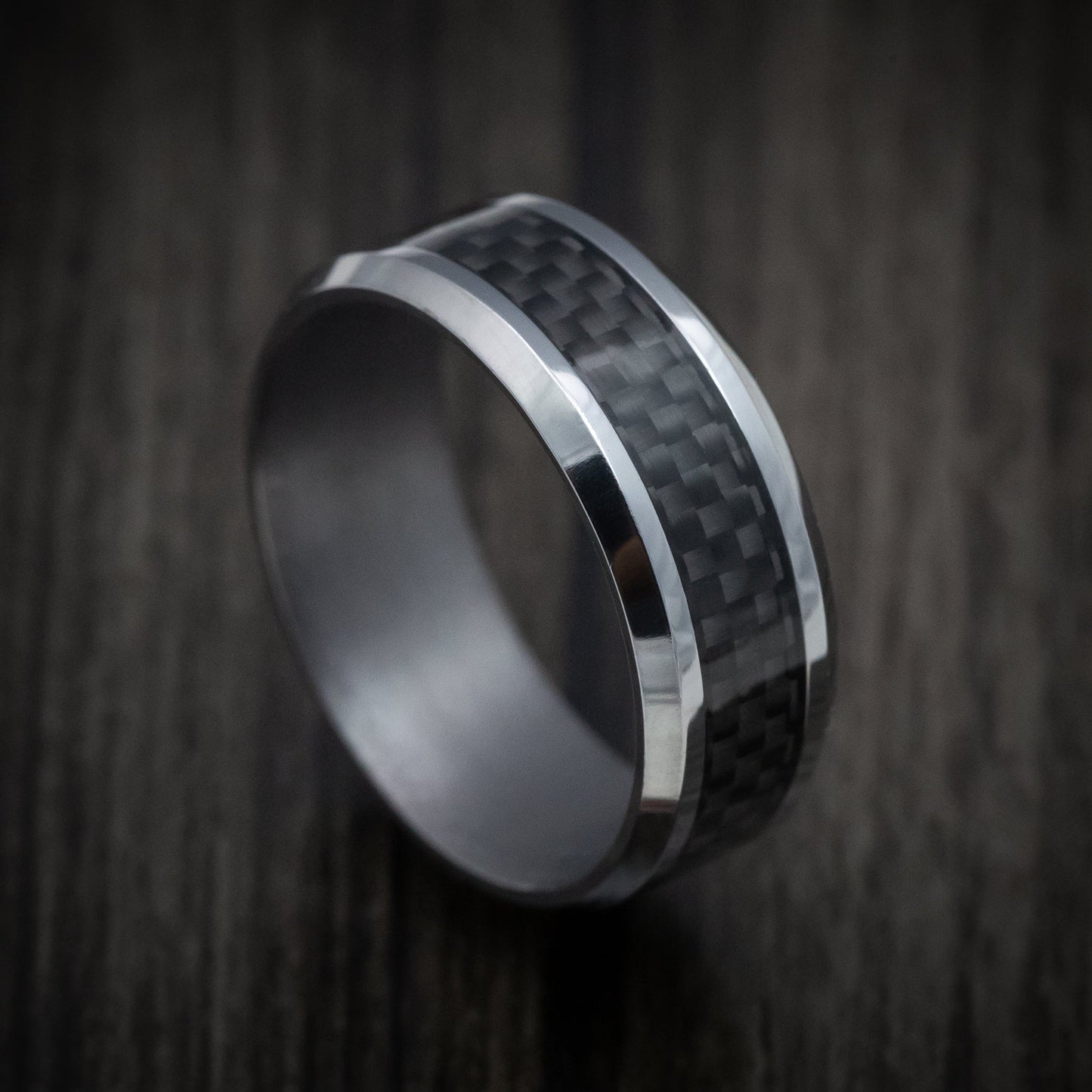 Tantalum Band with Carbon Fiber Inlay Custom Made Men's Ring