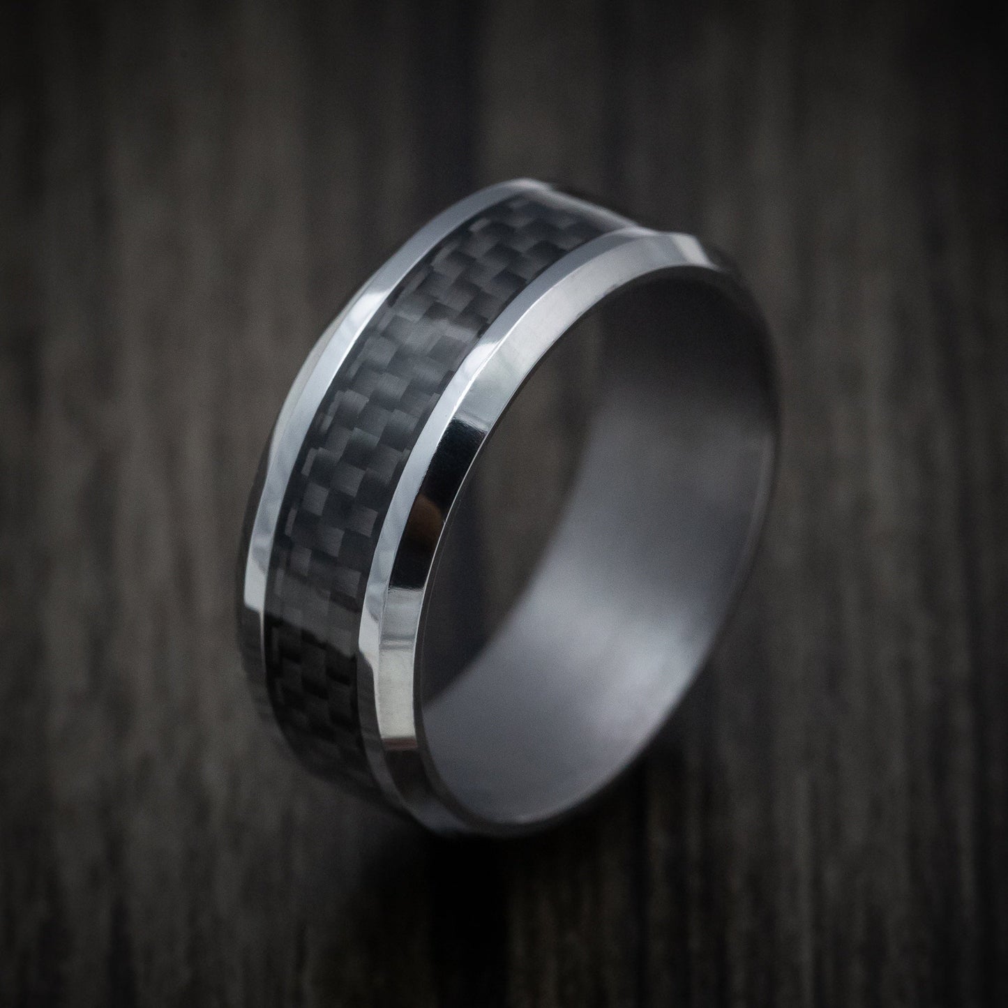 Tantalum Band with Carbon Fiber Inlay Custom Made Men's Ring