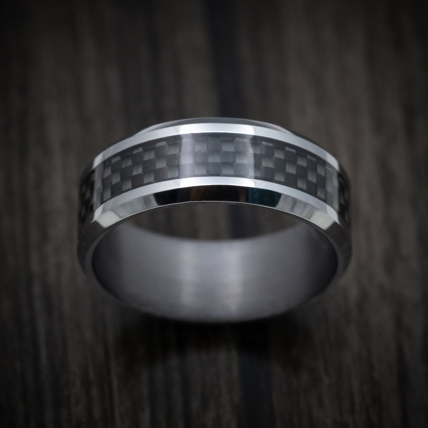 Tantalum Band with Carbon Fiber Inlay Custom Made Men's Ring