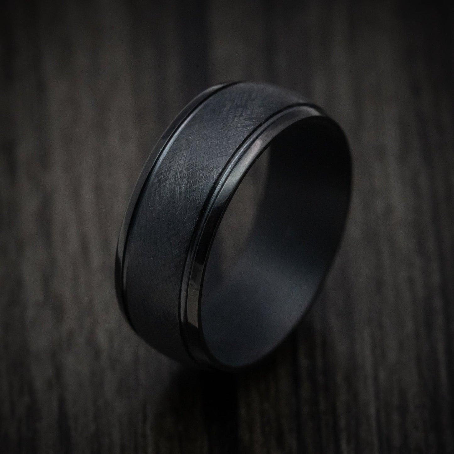 Black Tantalum Band with Distressed Finish Custom Made Men's Ring