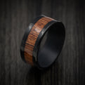 Black Tantalum Band with Wood Inlay Custom Made Men's Ring