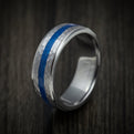 Tantalum Men's Ring with DiamondCast Inlay Custom Made Hammered Band