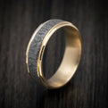 14K Yellow Gold And Tantalum Bark Design Mens Band