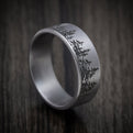 Tantalum Men's Ring with Spruce Pine Tree Design Pattern