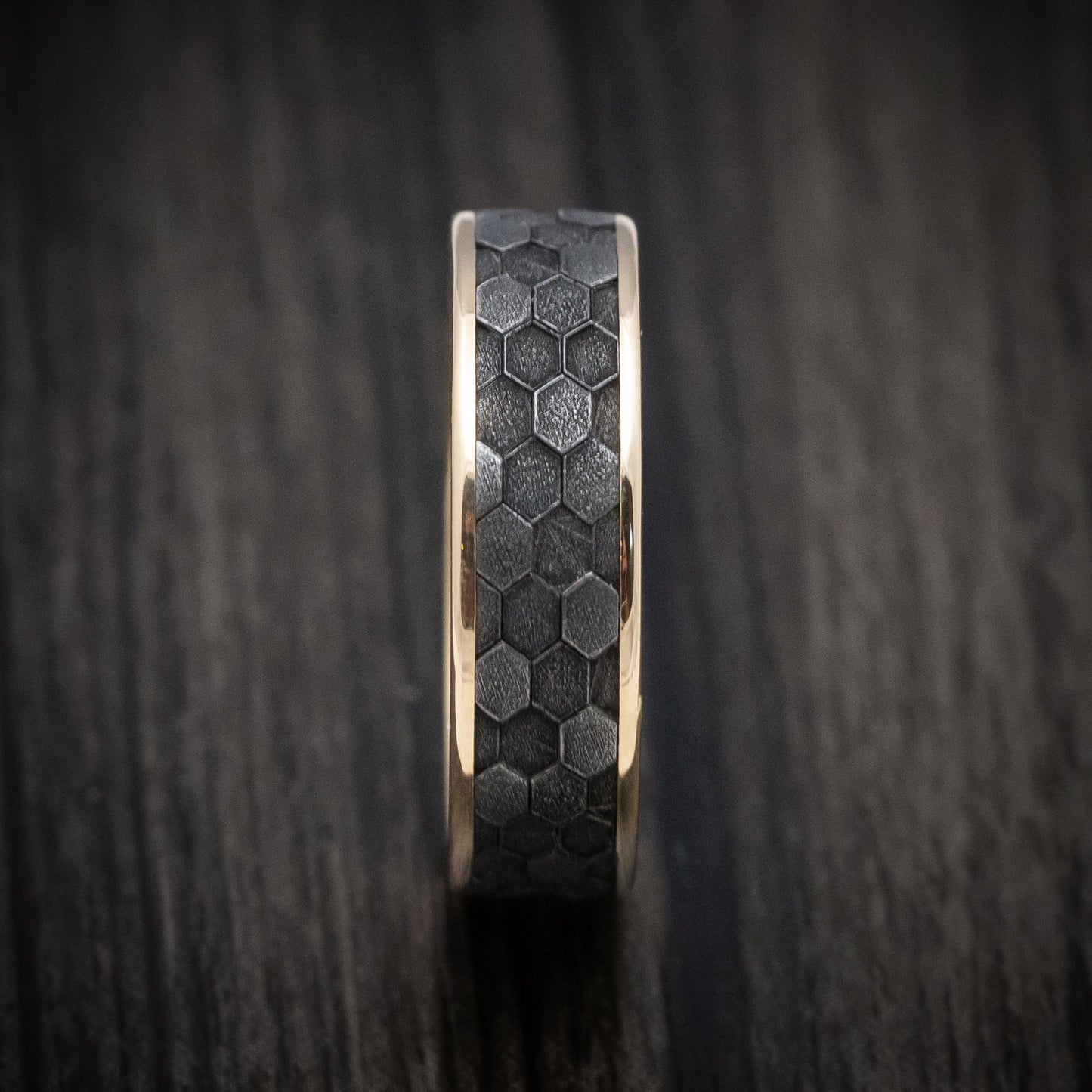 14K Gold and Tantalum Honeycomb Design Men's Ring