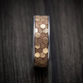 Tantalum Men's Ring with 14K Gold Honeycomb Design Inlay