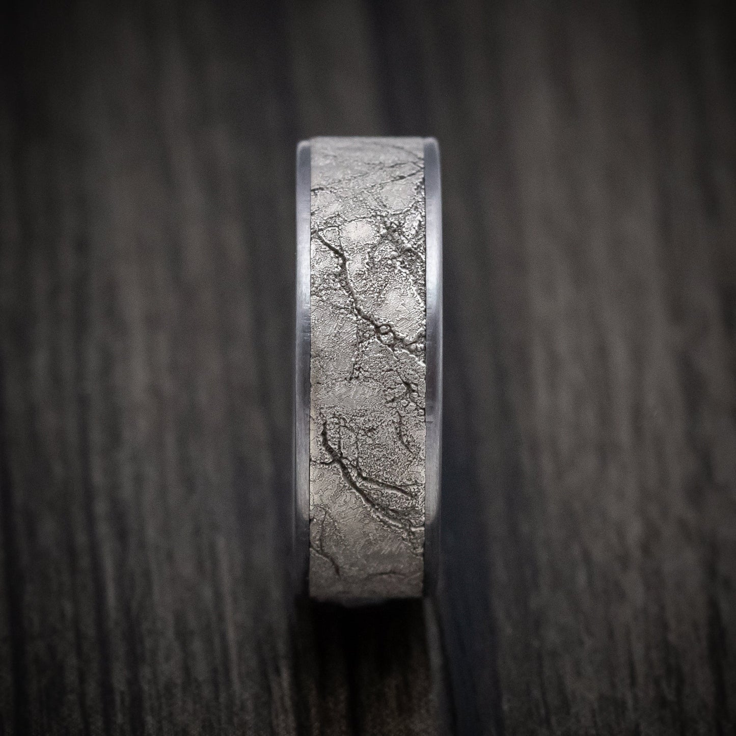 Tantalum Men's Ring with 14K Gold Marble Texture Inlay