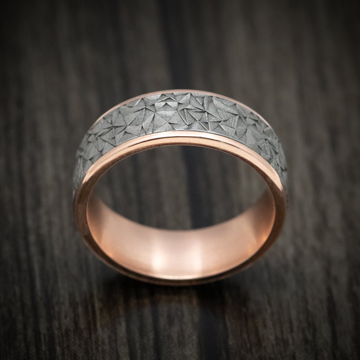 14K Gold and Tantalum Geometric Texture Men's Ring