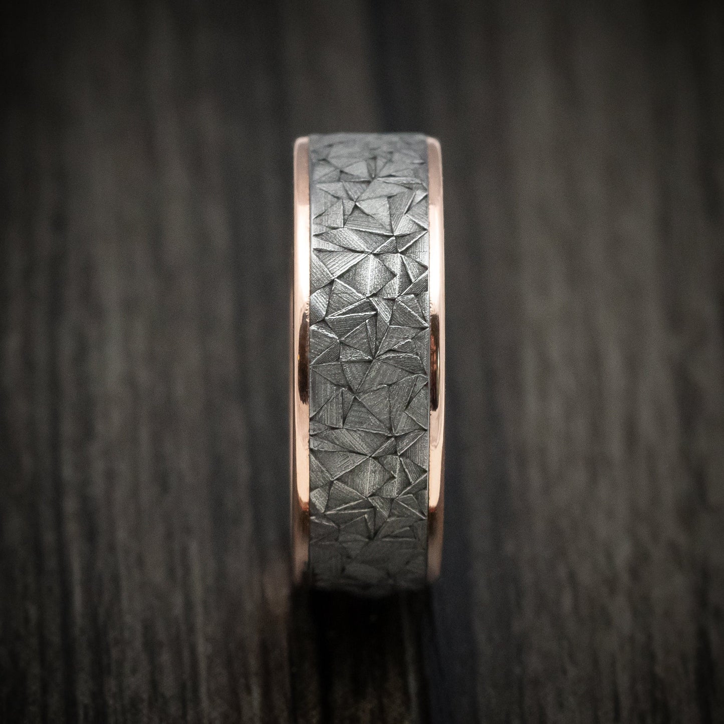 14K Gold and Tantalum Geometric Texture Men's Ring