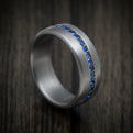 Tantalum Band With Satin Finish And Sapphires Custom Made Men's Ring