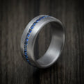 Tantalum Band With Satin Finish And Sapphires Custom Made Men's Ring