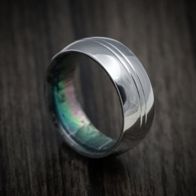 Tantalum and Black Mother of Pearl Sleeve Men's Ring Custom Made Band