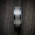 Black Titanium And Martian Rover Tread Pattern Tantalum Custom Mens Ring