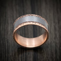 14K Gold Men's Ring with Stone Wall Texture and Tantalum Inlay