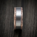 14K Gold Men's Ring with Stone Wall Texture and Tantalum Inlay