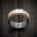 Tantalum Men's Ring with Stone Wall Texture and 14K Gold Inlay