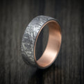 Tantalum Ring with Faux-Meteorite Pattern and 14K Gold Sleeve Mens Band