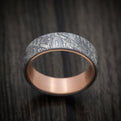 Tantalum Ring with Faux-Meteorite Pattern and 14K Gold Sleeve Mens Band