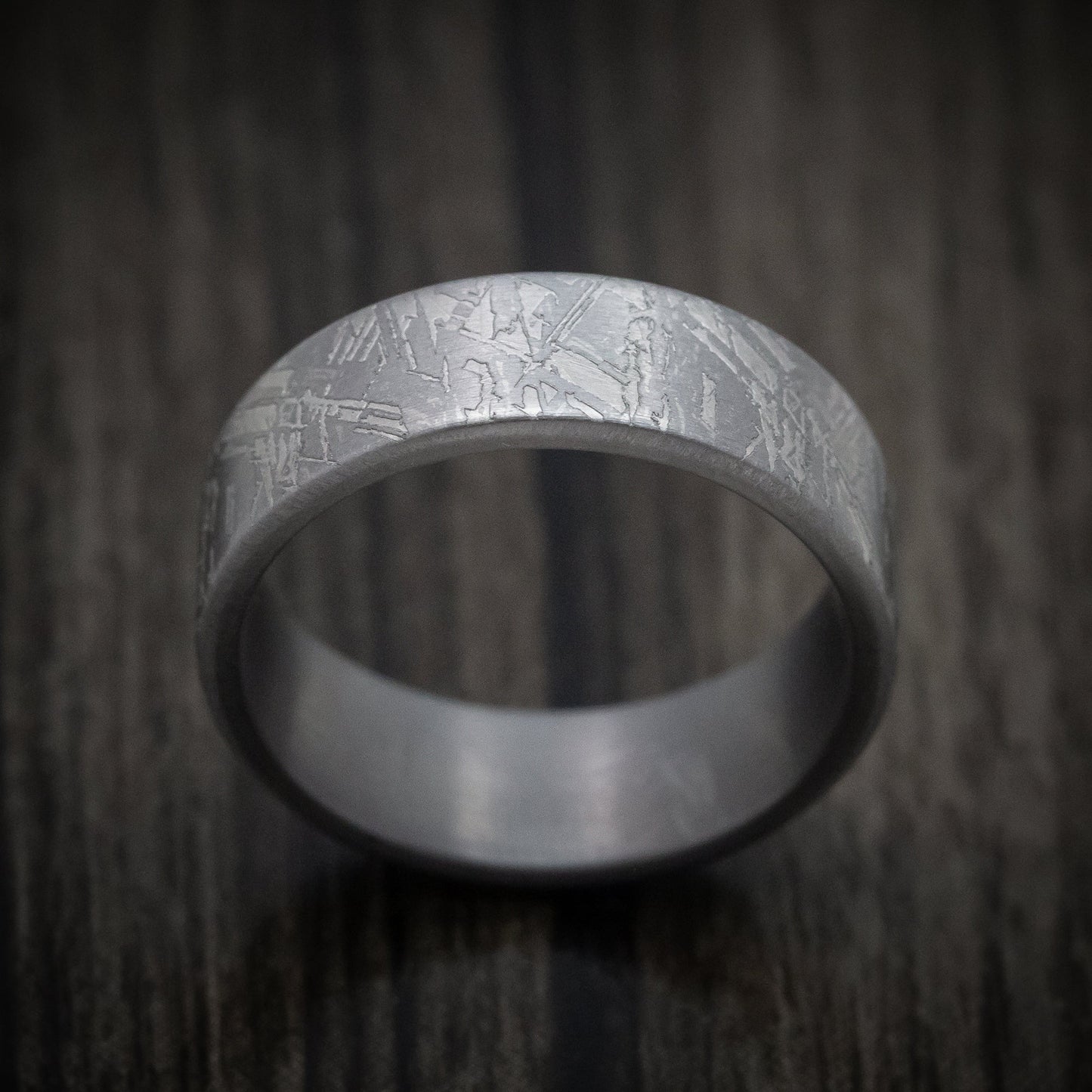 Tantalum Men's Ring with Faux-Meteorite Pattern Custom Band