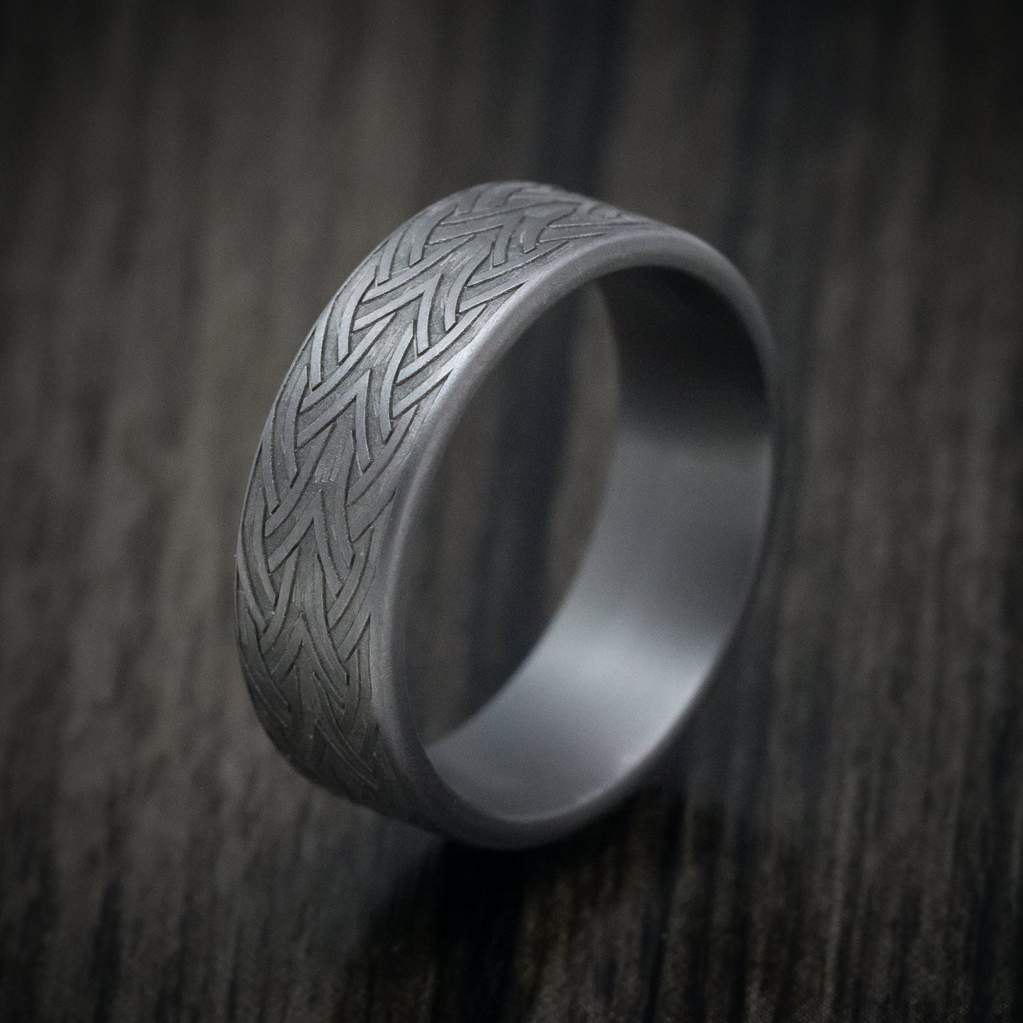 Tantalum Men's Ring with Celtic Arrow Knot Pattern Custom Band