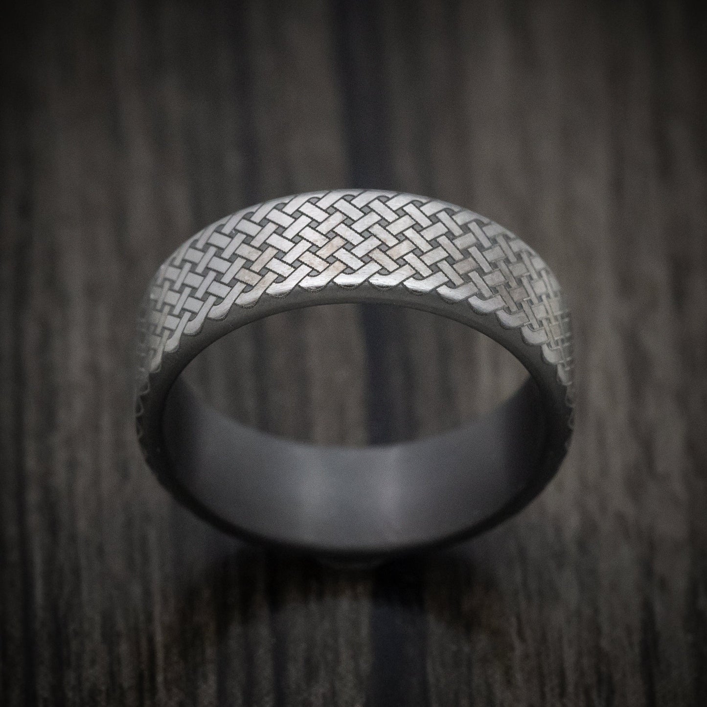 Darkened Tantalum Men's Ring with Celtic Knot Pattern Custom Band