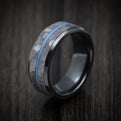 Black Zirconium Men's Ring with Tantalum and Cerakote Inlays Custom Made Band