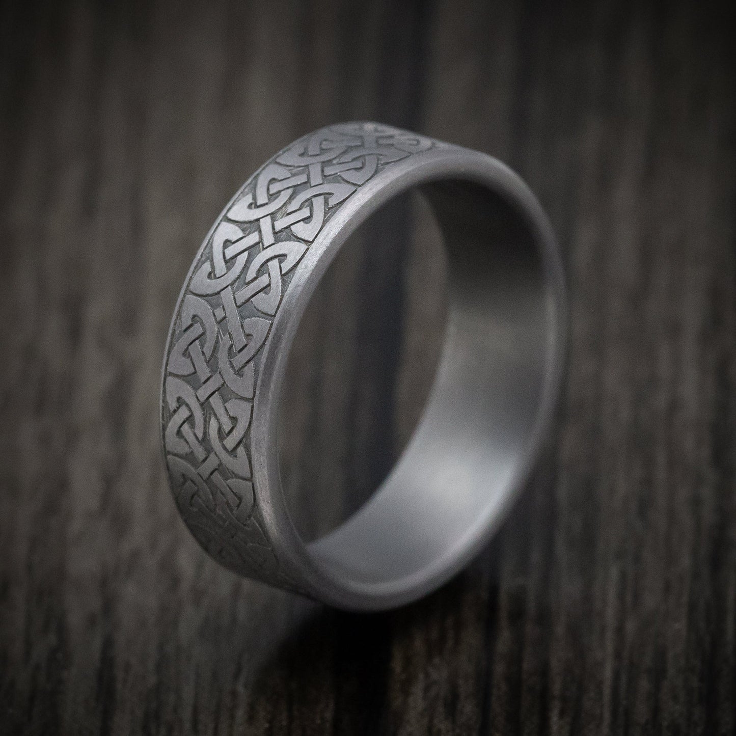 Tantalum Men's Ring With Celtic Knot Pattern Custom Band