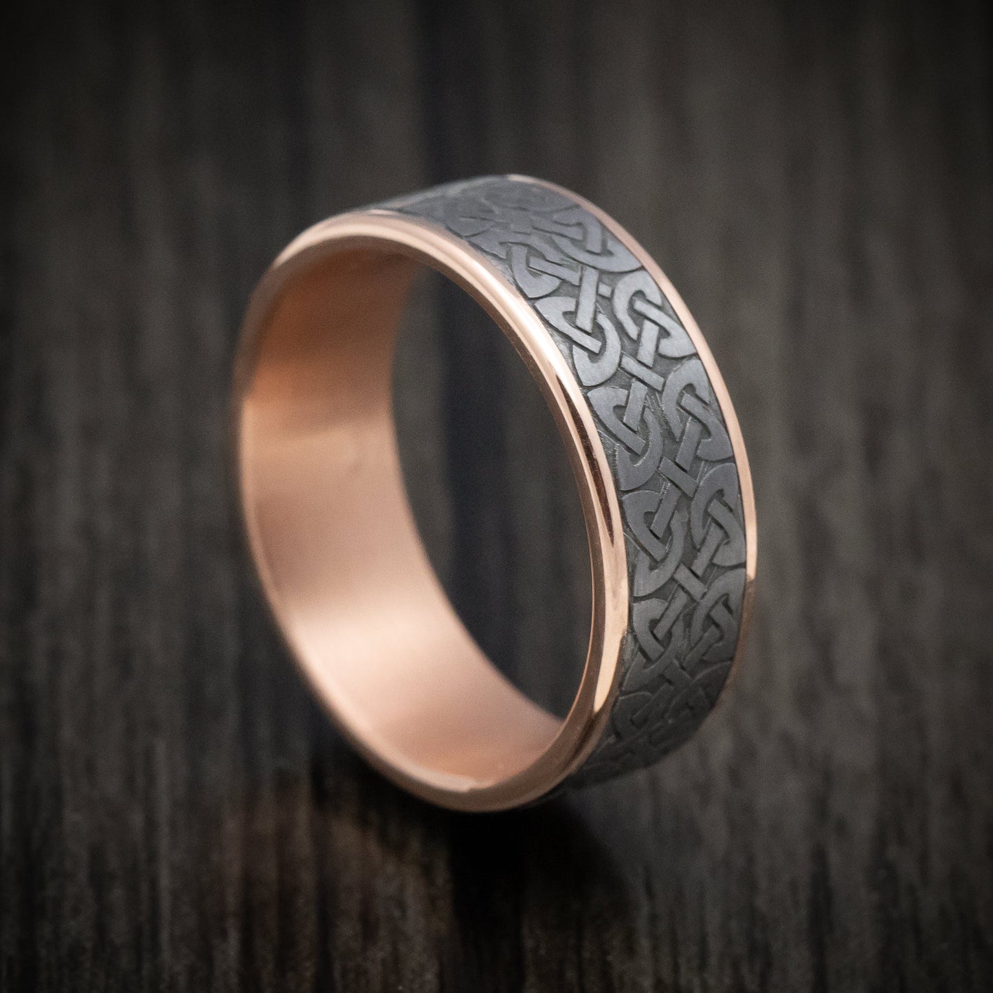 14K Gold And Tantalum Celtic Knot Pattern Men's Ring