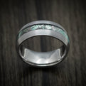 Tantalum Men's Ring with Black Mother of Pearl Inlay Custom Made Band