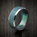 Tantalum Men's Ring with Celtic Knot Cerakote Inlay and Black Mother of Pearl Sleeve Custom Made Band