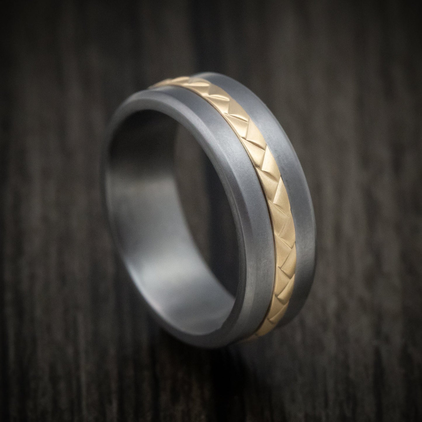 Tantalum and 14K Gold Weave Inlay Men's Ring Custom Made Band