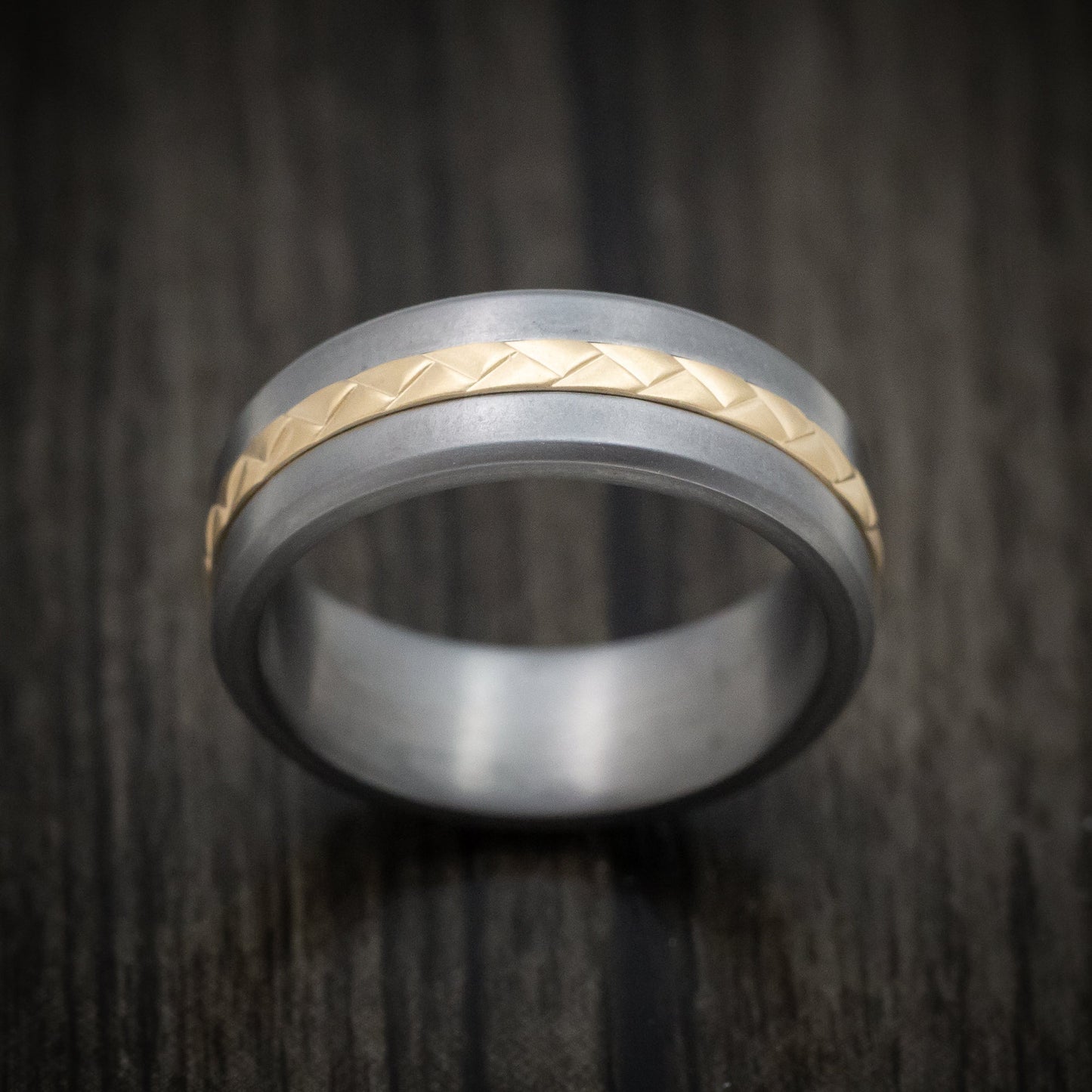 Tantalum and 14K Gold Weave Inlay Men's Ring Custom Made Band