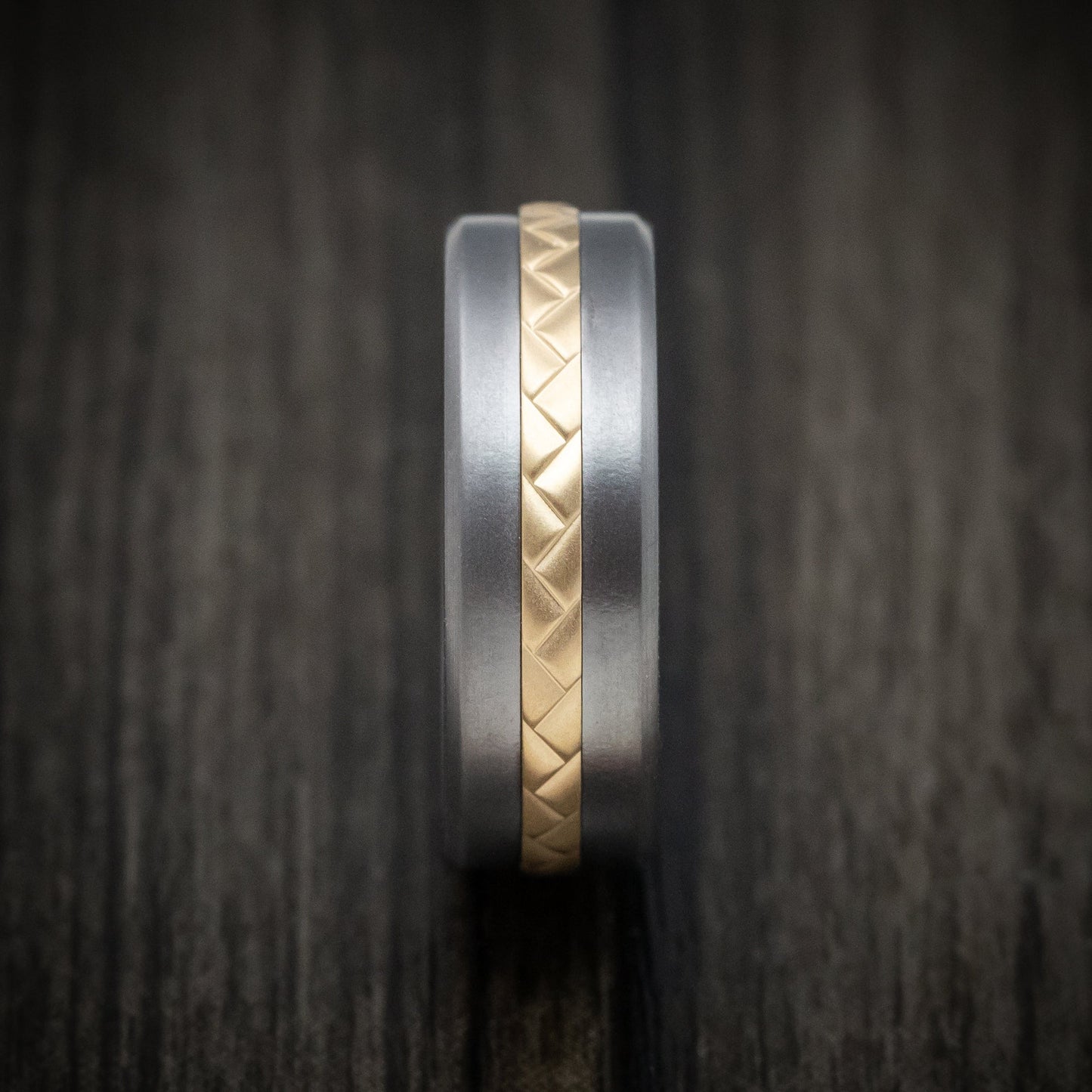 Tantalum and 14K Gold Weave Inlay Men's Ring Custom Made Band