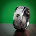 Tantalum and Meteorite Men's Ring with Green Diamond Custom Made Band