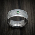 Tantalum and Meteorite Men's Ring with Green Diamond Custom Made Band