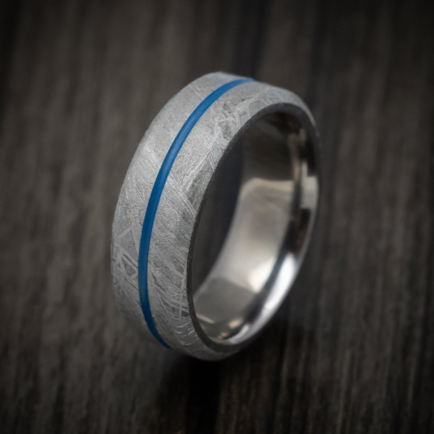 Gibeon Meteorite Men's Ring with Tantalum Sleeve and Cerakote Inlay