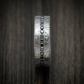 Tantalum Men's Ring With Faux-Meteorite Pattern and Black Diamonds Custom Band