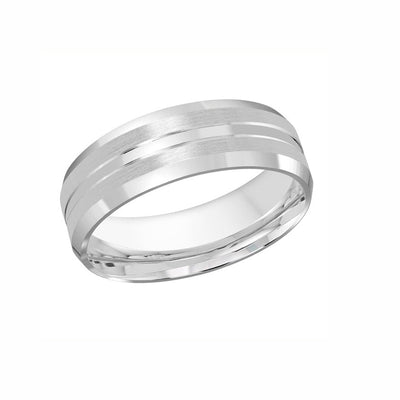 10kt White Gold Grooved Wedding Band