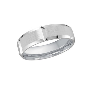 10kt White Gold Brick Detail Wedding Band