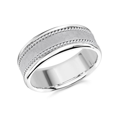 Malo White Gold Men's Wedding Band 8mm MRD-065-8W