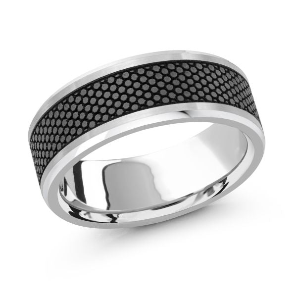 Malo 14K Carbon Fiber and Yellow Gold Men's 8mm Wedding Band MRDA-044-8W