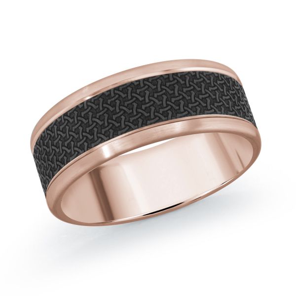 Malo 14K Carbon Fiber Men's Wedding Band 8mm MRDA-119-8W