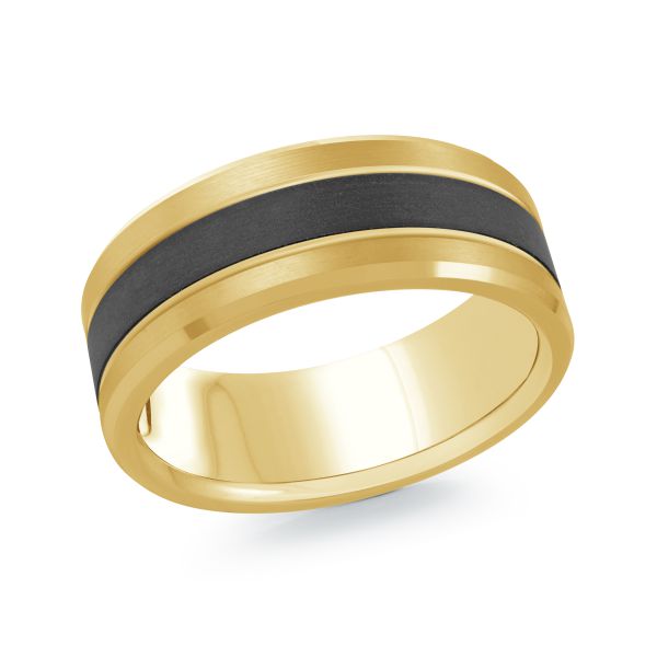 Malo 14K Carbon Fiber and Gold Men's Wedding Band 8mm MRDA-135-8W