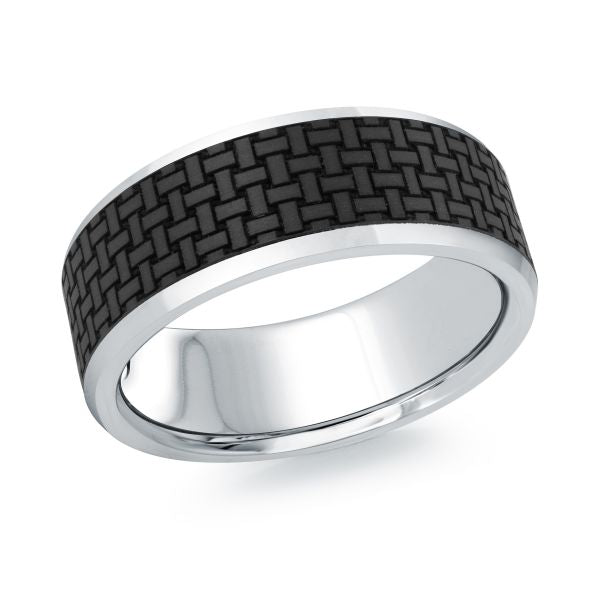 Malo 14K Carbon Fiber and Gold Men's Wedding Band 8mm MRDA-144-8W