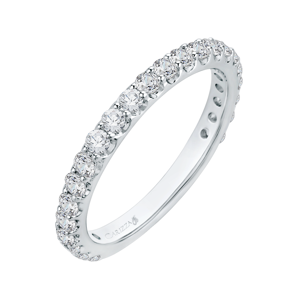 Round Diamond Wedding Band in 18K White Gold